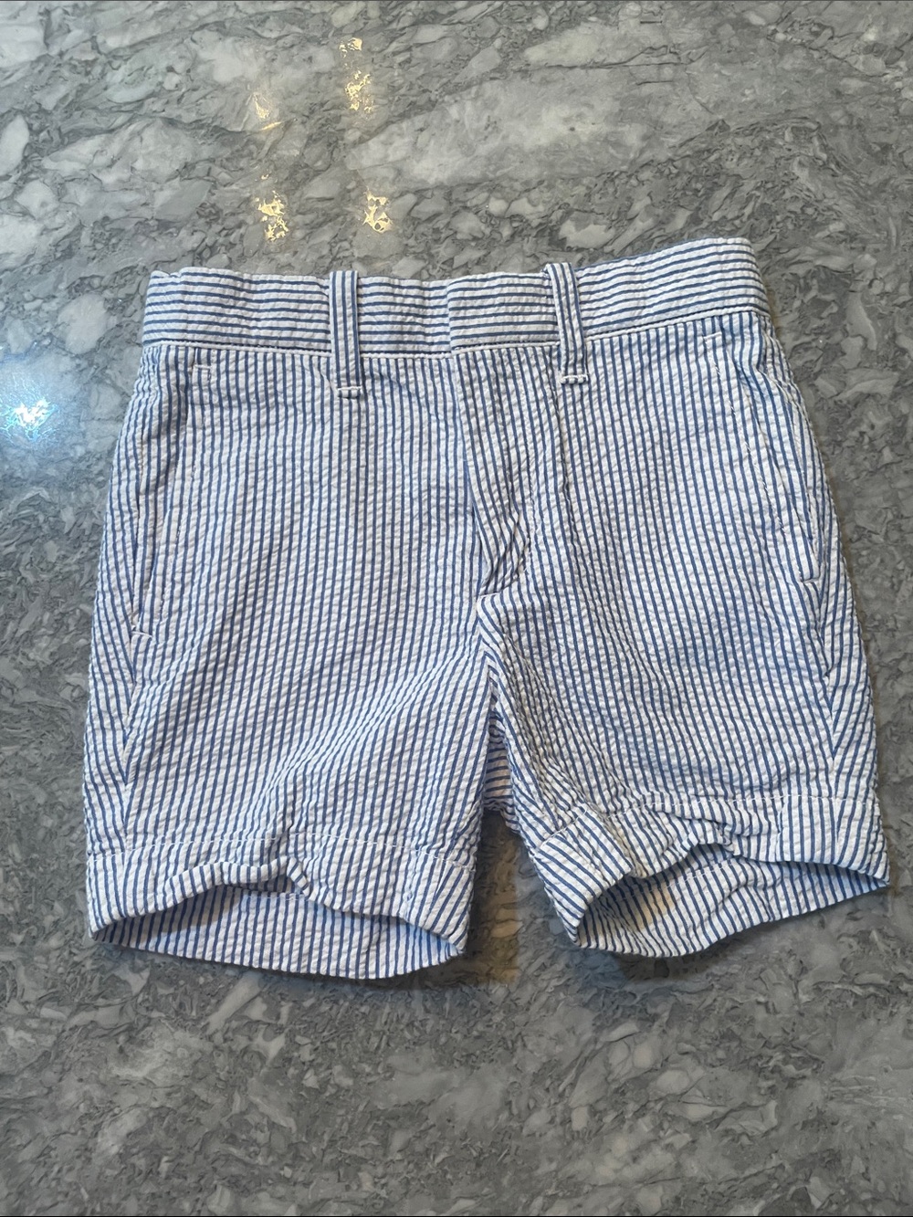 Crewcuts Navy and White Striped Seersucker Shorts